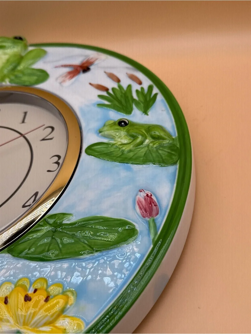 Vintage Y2 K Green Frog Pond Wall Clock - Decorative Home Wall Decor